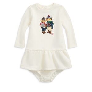 Ralph Lauren Bears Cream Long Sleeve Dress Baby Top